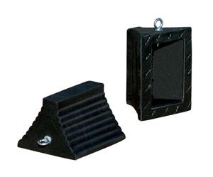 BLACK RUBBER WHEEL CHOCK BOTTOM VOID - Traffic Safety